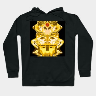 the golden olmec head in totem alien pattern Hoodie